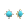Load image into Gallery viewer, Natural Turquoise and Pearl 18K gold earrings on-hand view - NFJSD-1827

