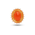 Load image into Gallery viewer, Natural Spessartite and Carnelian 18K gold pendant front view - NFJSD-1942

