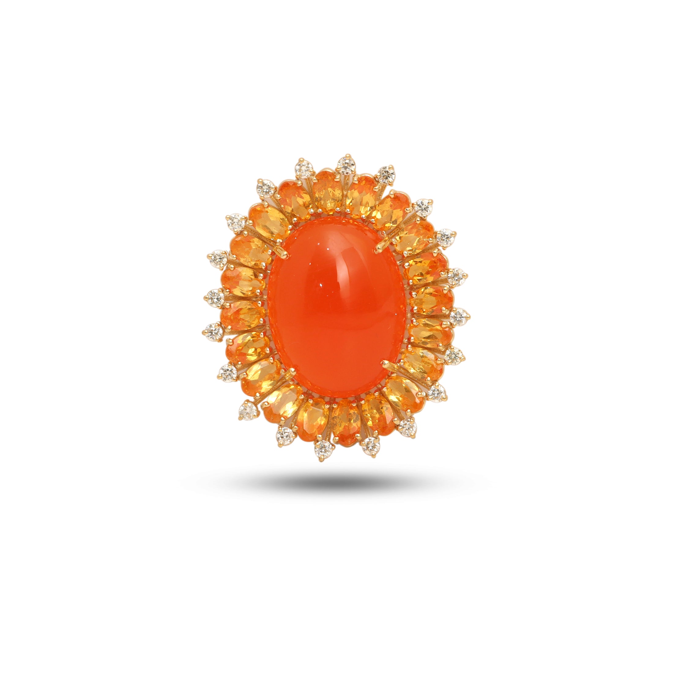 Natural Spessartite and Carnelian 18K gold pendant front view - NFJSD-1942