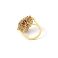Load image into Gallery viewer, Natural Tourmaline mix Cut and Citrin Cut 14K gold ring on-hand view - NFJSD-1274
