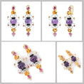 Load image into Gallery viewer, Natural Amethyst and Black Onyx 18K gold earrings side angle - NFJSD-1842
