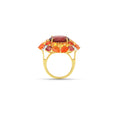 Load image into Gallery viewer, Natural Mexican fire opal and Tourmaline 18K gold ring close-up detail - NFJSD-1841
