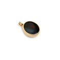 Load image into Gallery viewer, Natural Rainbow Moonstone Oval Cab and Black Onyx Oval Coin 18K gold pendant close-up detail - NFJSD-1413
