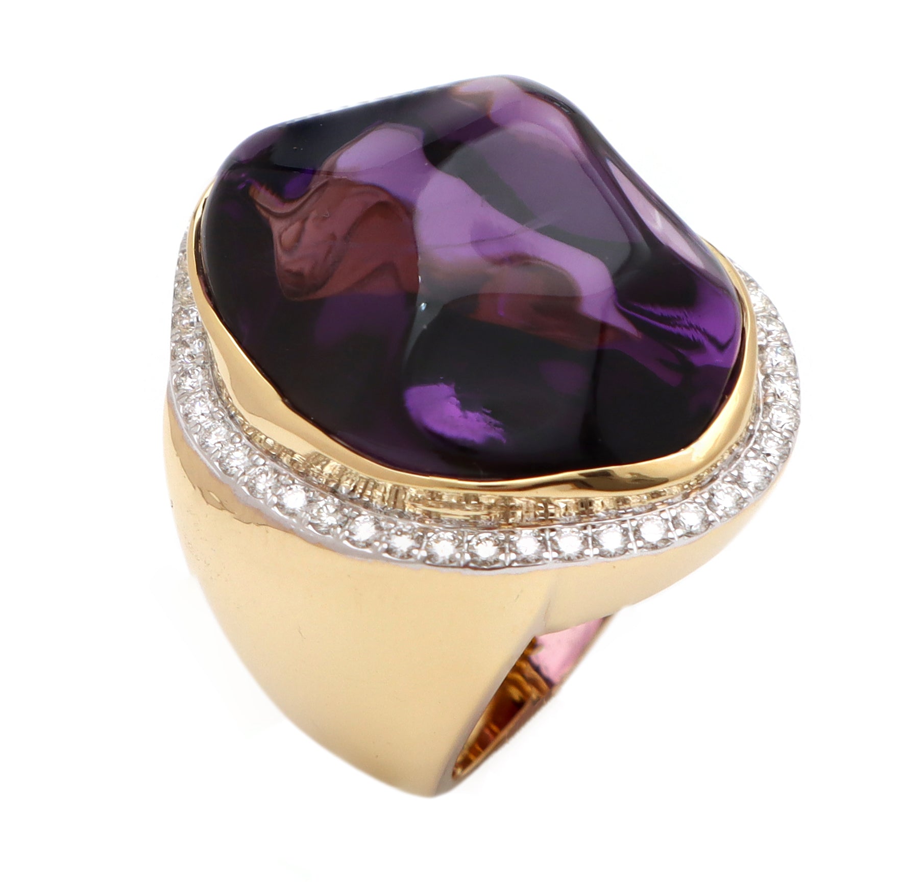 Natural Amethyst Organic Tumble 14K gold ring back view - NFJSD-1162