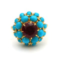 Load image into Gallery viewer, Natural Tourmaline and Turquoise 18K gold ring front view - NFJSD-1616
