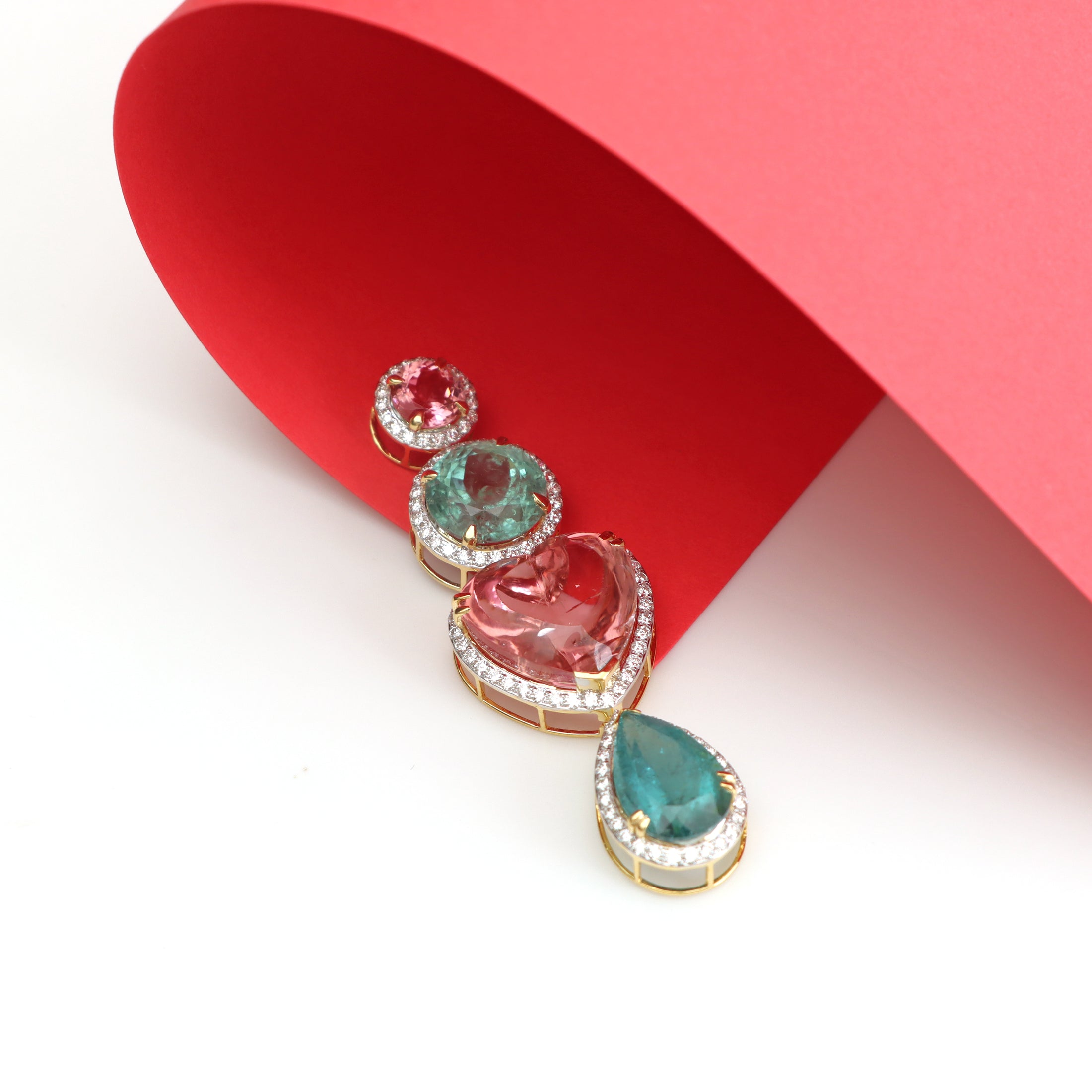 Natural Tourmaline 18K gold necklace back view - NFJSD-1465