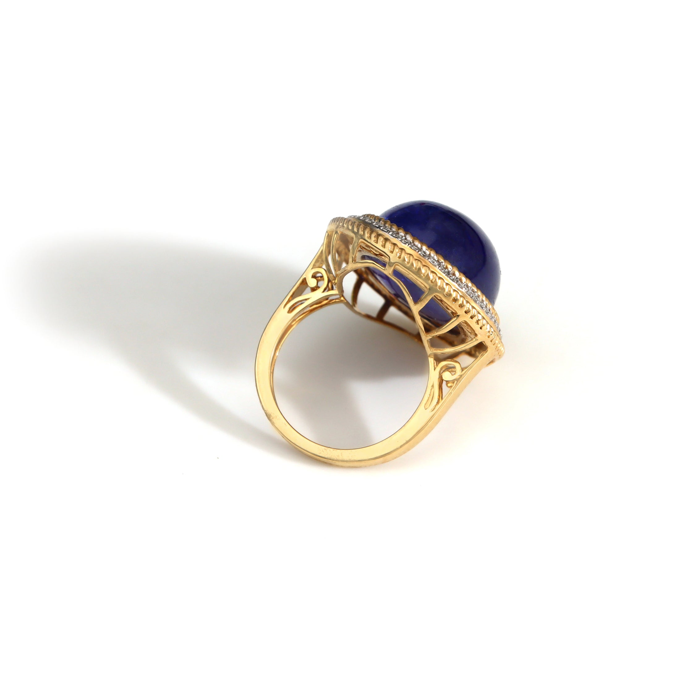 Natural Tanzanite 18K gold ring back view - NFJSD-1532