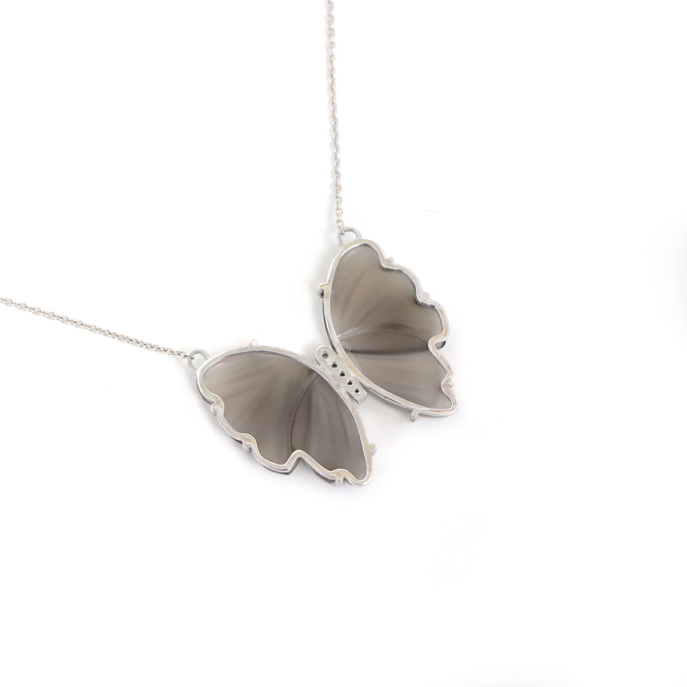 Natural Grey Moonstone 14K gold necklace back view - NFJSD-1425