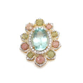 Load image into Gallery viewer, Natural Aquamarine and Tourmaline 18K gold pendant front view - NFJSD-1457

