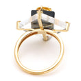 Load image into Gallery viewer, Natural Black onyx & Crystal Square Flat and Yellow Aquamarine Round Cut 14K gold ring close-up detail - NFJSD-1041
