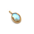 Load image into Gallery viewer, Natural Rainbow Moonstone Oval Cab and Black Onyx Oval Coin 18K gold pendant front view - NFJSD-1413
