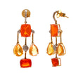 Load image into Gallery viewer, Natural Fire Opal 18K gold earrings close-up detail - NFJSD-1572
