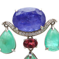 Load image into Gallery viewer, Natural Tanzanite Oval and Emerald 18K gold earrings top view - NFJSD-1637
