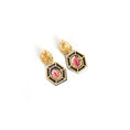 Load image into Gallery viewer, Natural Black Onyx and Citrine 18K gold earrings lifestyle shot - NFJSD-1796
