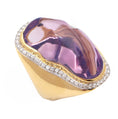 Load image into Gallery viewer, Natural Lavender Quartz Organic Tumble 14K gold ring close-up detail - NFJSD-1159
