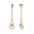 Load image into Gallery viewer, Natural Amethyst and Aqua 18K gold earrings top view - NFJSD-1622
