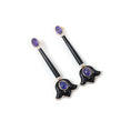 Load image into Gallery viewer, Natural Black Onyx and Tanzanite 18K gold earrings top view - NFJSD-1834
