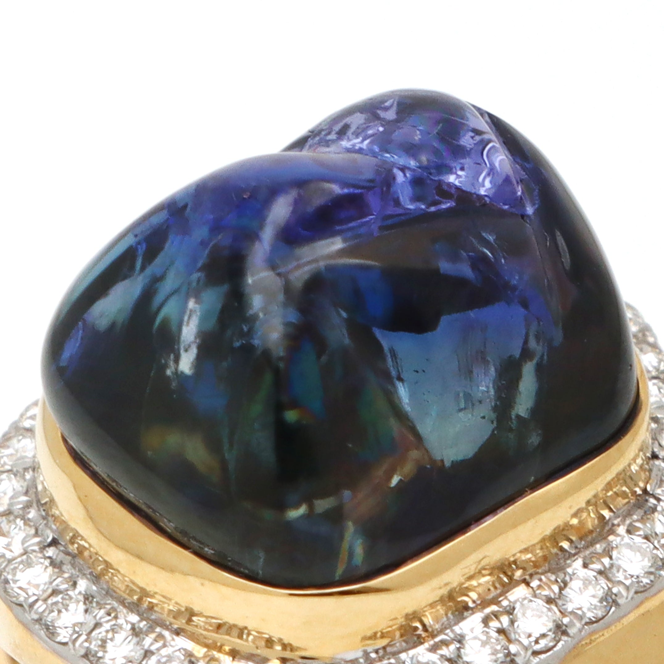 Natural Tanzanite Organic Tumble 14K gold ring back view - NFJSD-1161