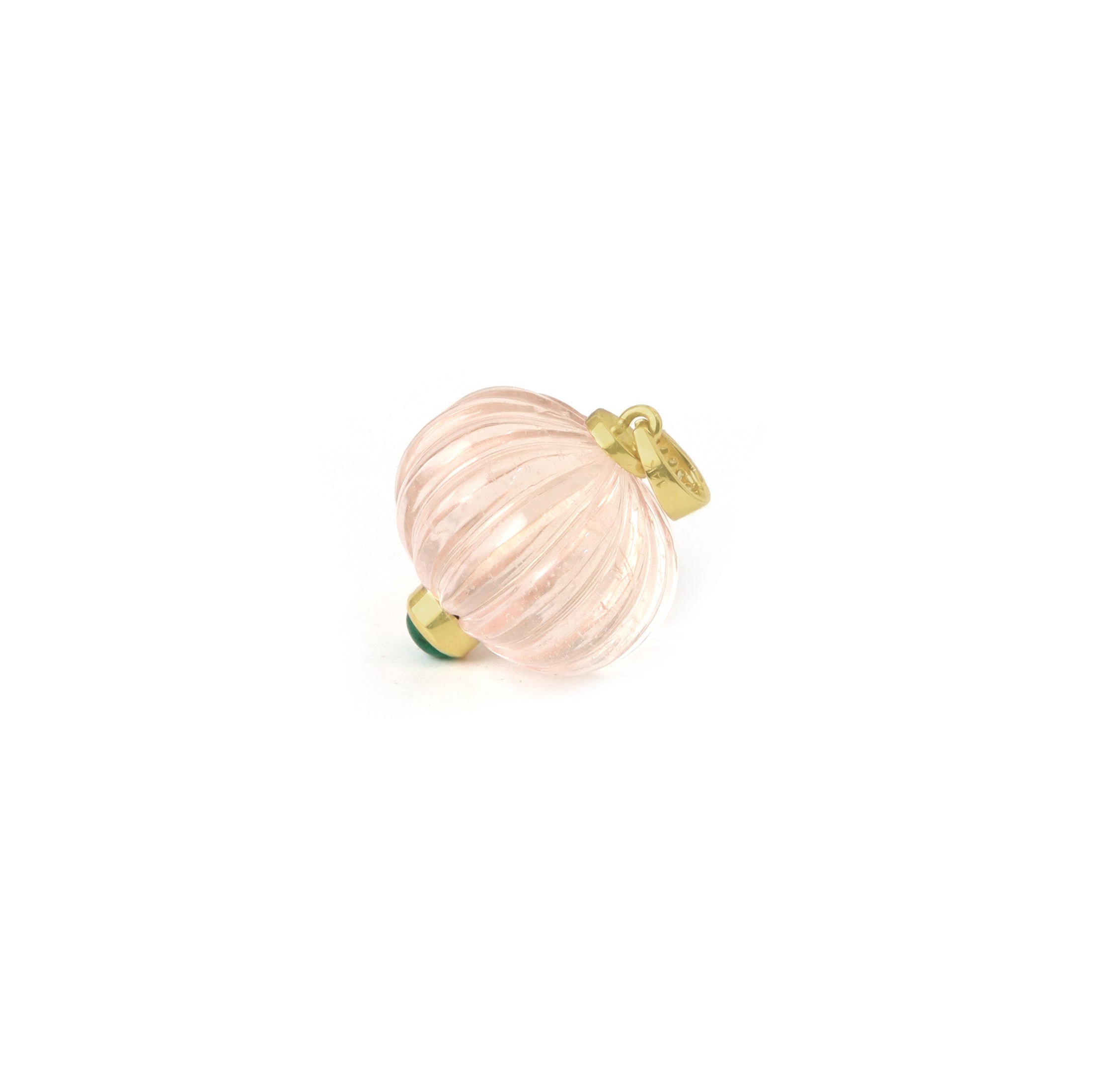 Natural Morganite and Emerald 14K gold pendant side angle - NFJSD-1990
