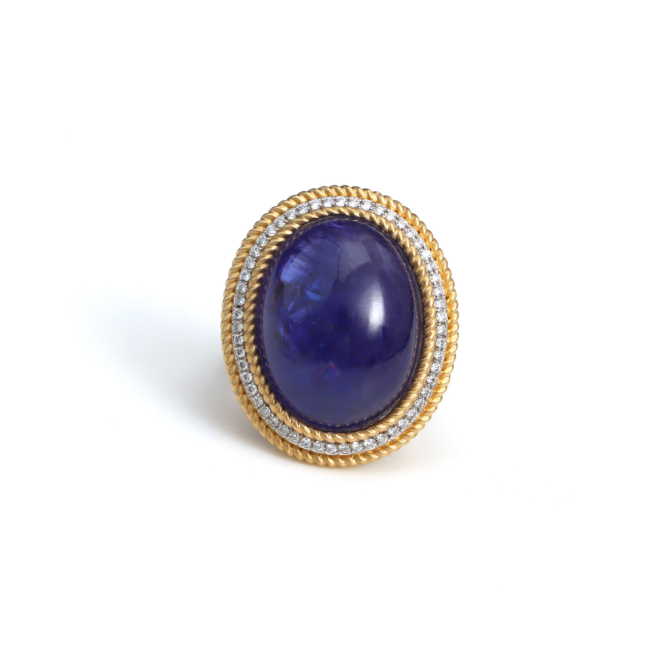 Natural Tanzanite 18K gold ring side angle - NFJSD-1532