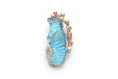 Load image into Gallery viewer, Natural Swiss Blue Topaz Carving Seahorse and Pearl Smooth Balls 14K gold brooch front view - NFJSD-1181
