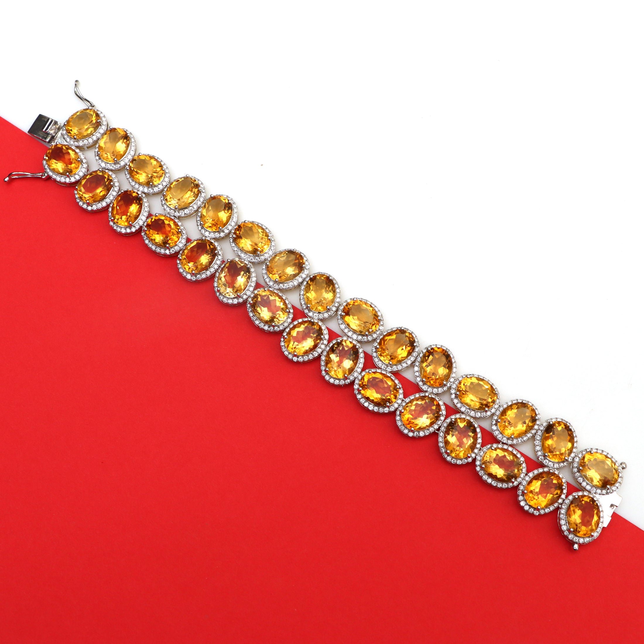 Natural Citrine 18K gold bracelet close-up detail - NFJSD-1583