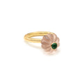 Load image into Gallery viewer, Natural Rose Quartz and Emerald 14K gold ring front view - NFJSD-1967
