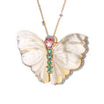Load image into Gallery viewer, Natural MOP Carving and Tourmaline 18K gold necklace back view - NFJSD-1743
