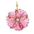 Load image into Gallery viewer, Natural Tourmaline Carving Flower 14K gold charm top view - NFJSD-1268
