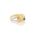 Load image into Gallery viewer, Natural Citrine Carving and Emerald Round Cabs 14K gold ring top view - NFJSD-1014
