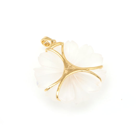 Natural Crystal Carving and Tourmaline 18K gold pendant side angle - NFJSD-1714