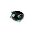 Load image into Gallery viewer, Natural Black Onyx and Turquoise & Emerald 14K gold ring back view - NFJSD-1858
