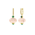 Load image into Gallery viewer, Natural Morganite and Emerald 14K gold earrings close-up detail - NFJSD-1920
