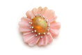 Load image into Gallery viewer, Natural Ethiopian Opal Oval Cabs and Pink Opal Carving Flower 14K gold pendant front view - NFJSD-1311
