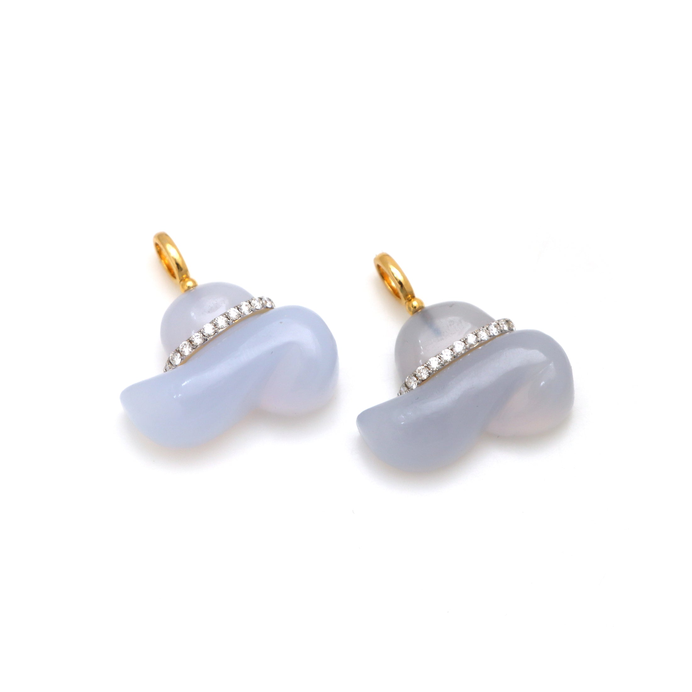 Natural Chalcedony 14K gold charm front view - NFJSD-1600