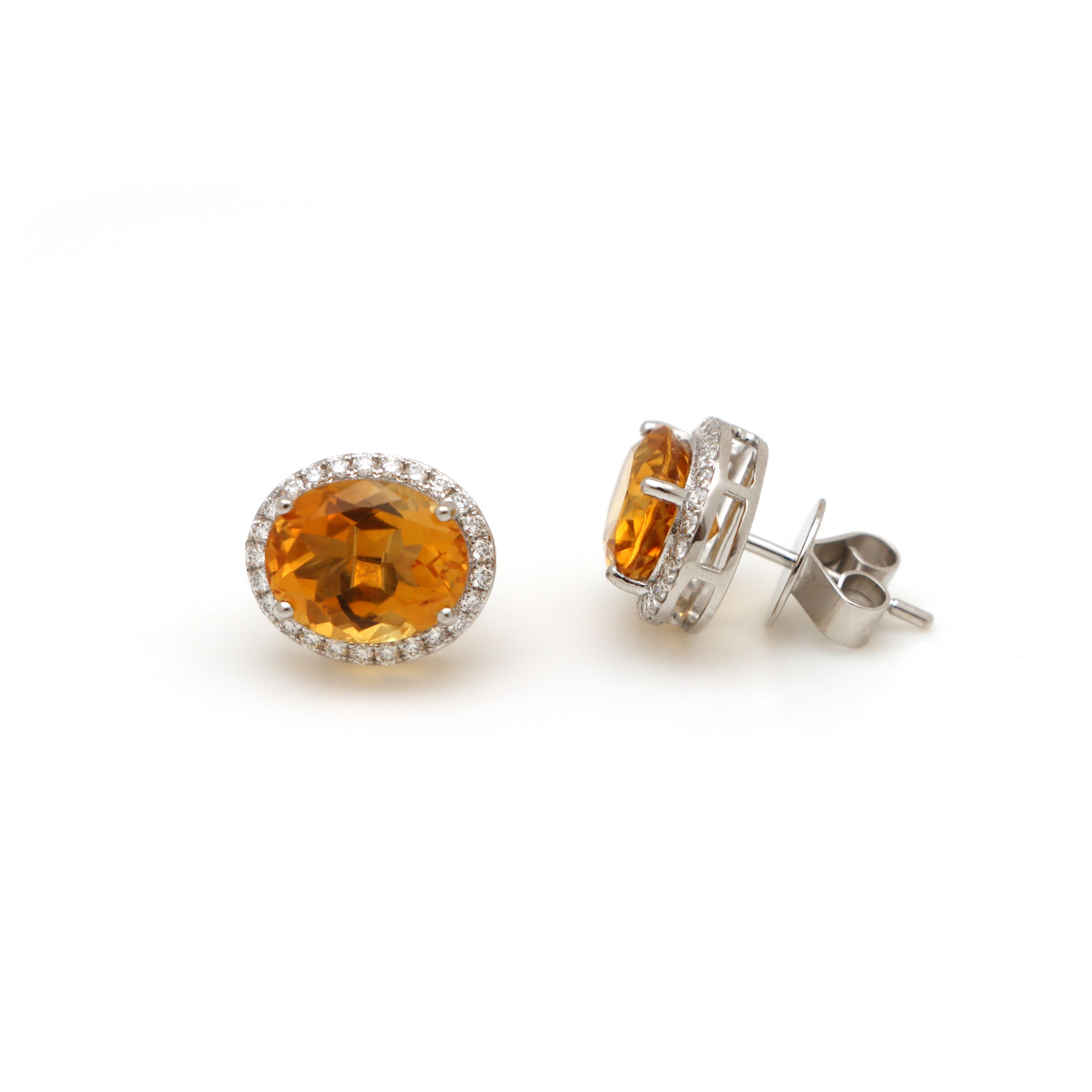 Natural Citrine 18K gold earrings back view - NFJSD-1584