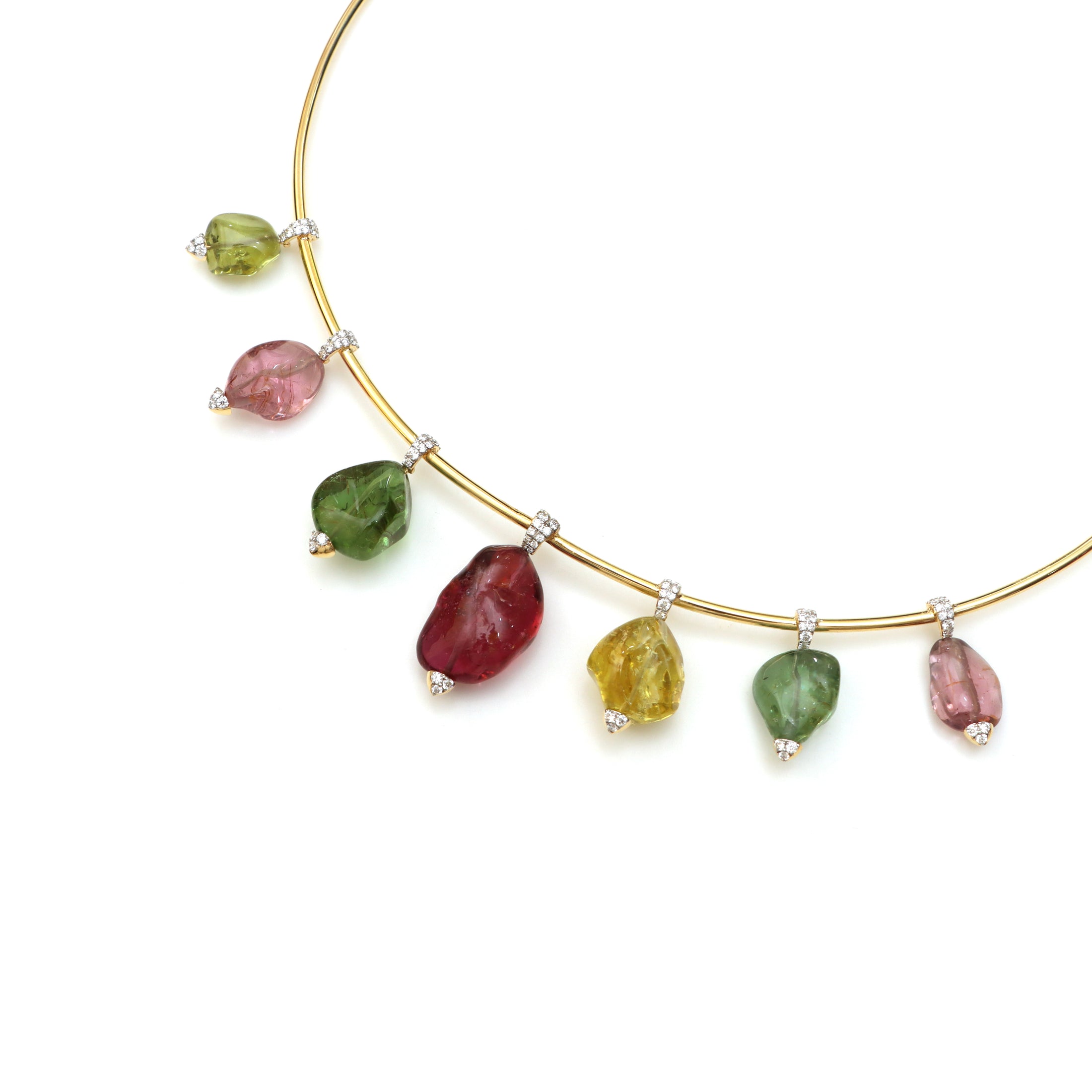 Natural Tourmaline 14K gold necklace side angle - NFJSD-1468