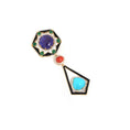 Load image into Gallery viewer, Natural Black Onyx and Coral 18K gold pendant top view - NFJSD-1821
