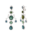 Load image into Gallery viewer, Natural LBT and Tourmaline 18K gold earrings close-up detail - NFJSD-1724
