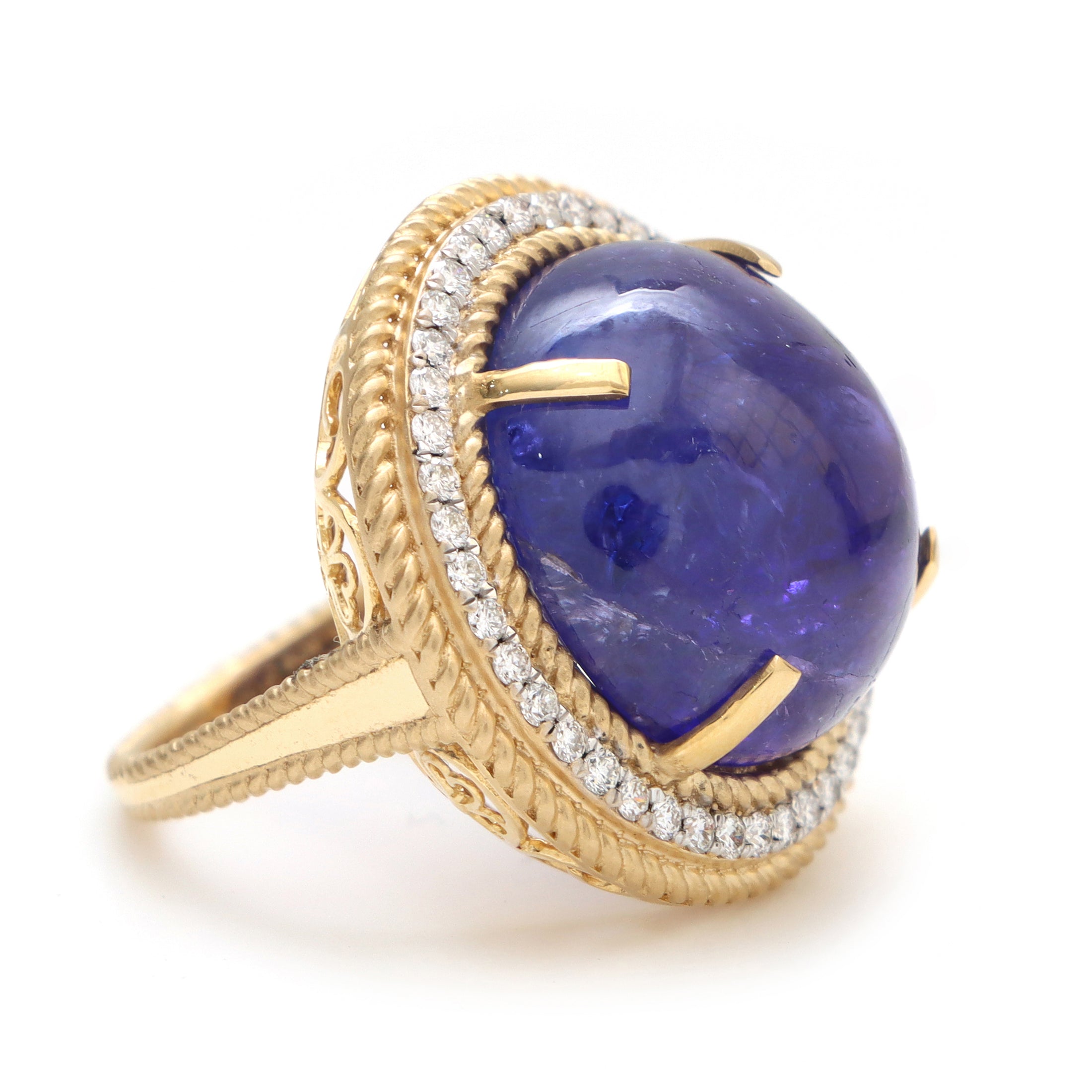 Natural Tanzanite 18K gold ring close-up detail - NFJSD-1531