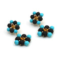 Load image into Gallery viewer, Natural Black Onyx and Turquoise 18K gold earrings front view - NFJSD-1542
