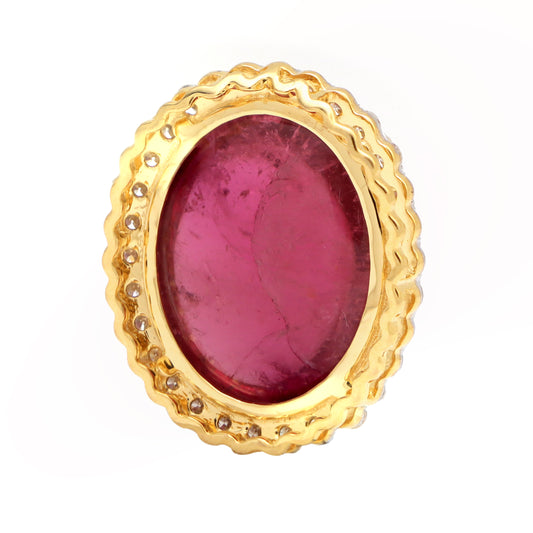 Natural Tourmaline 18K gold pendant side angle - NFJSD-1535