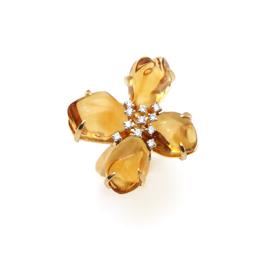 Natural Citrine 18K gold ring side angle - NFJSD-1475