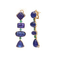 Load image into Gallery viewer, Natural Emerald and Tanzanite 18K gold earrings side angle - NFJSD-1460
