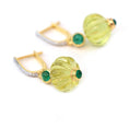 Load image into Gallery viewer, Natural Lemon Quartz and Emerald 18K gold earrings lifestyle shot - NFJSD-1789
