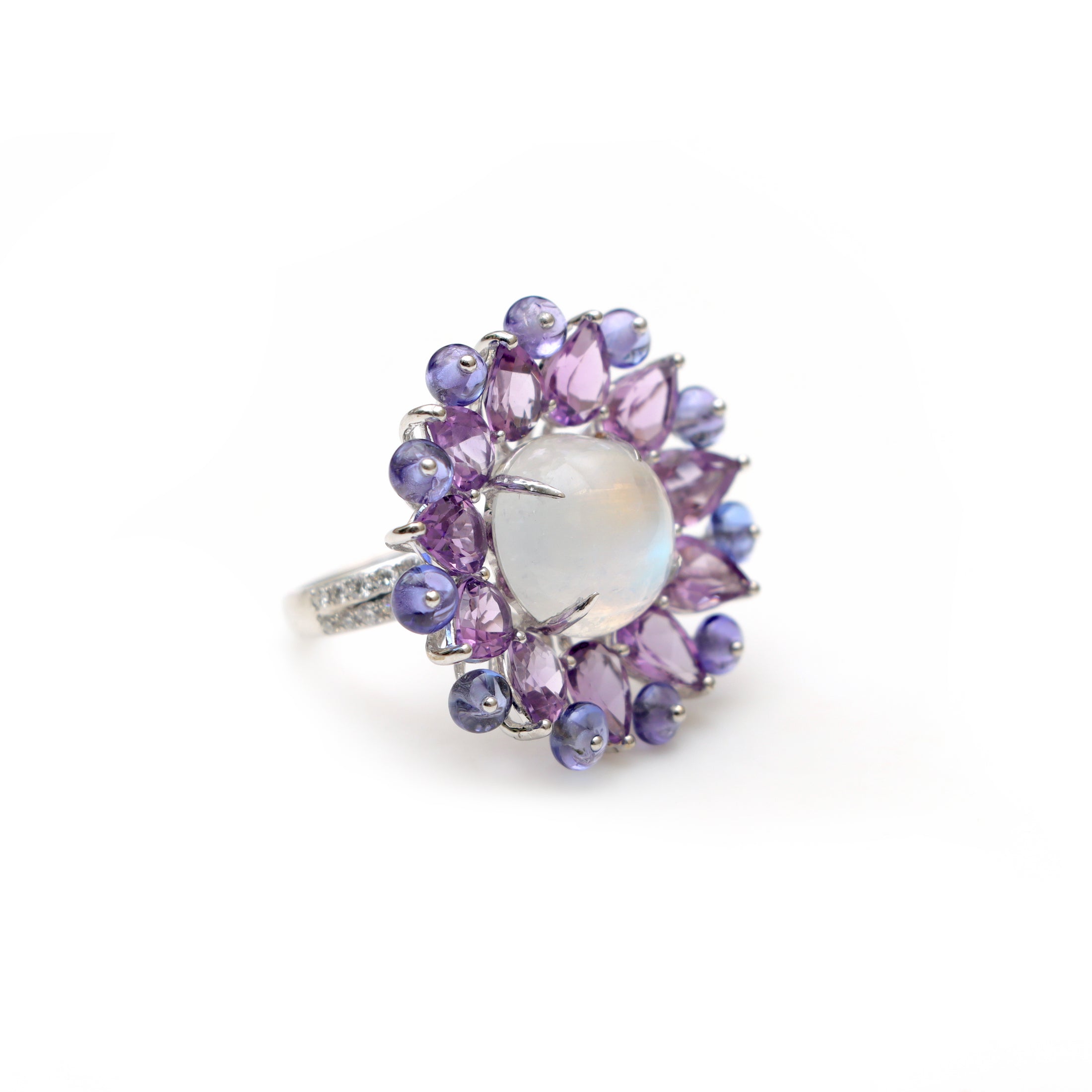 Natural Morgant and Tanzanite 18K gold ring back view - NFJSD-1822
