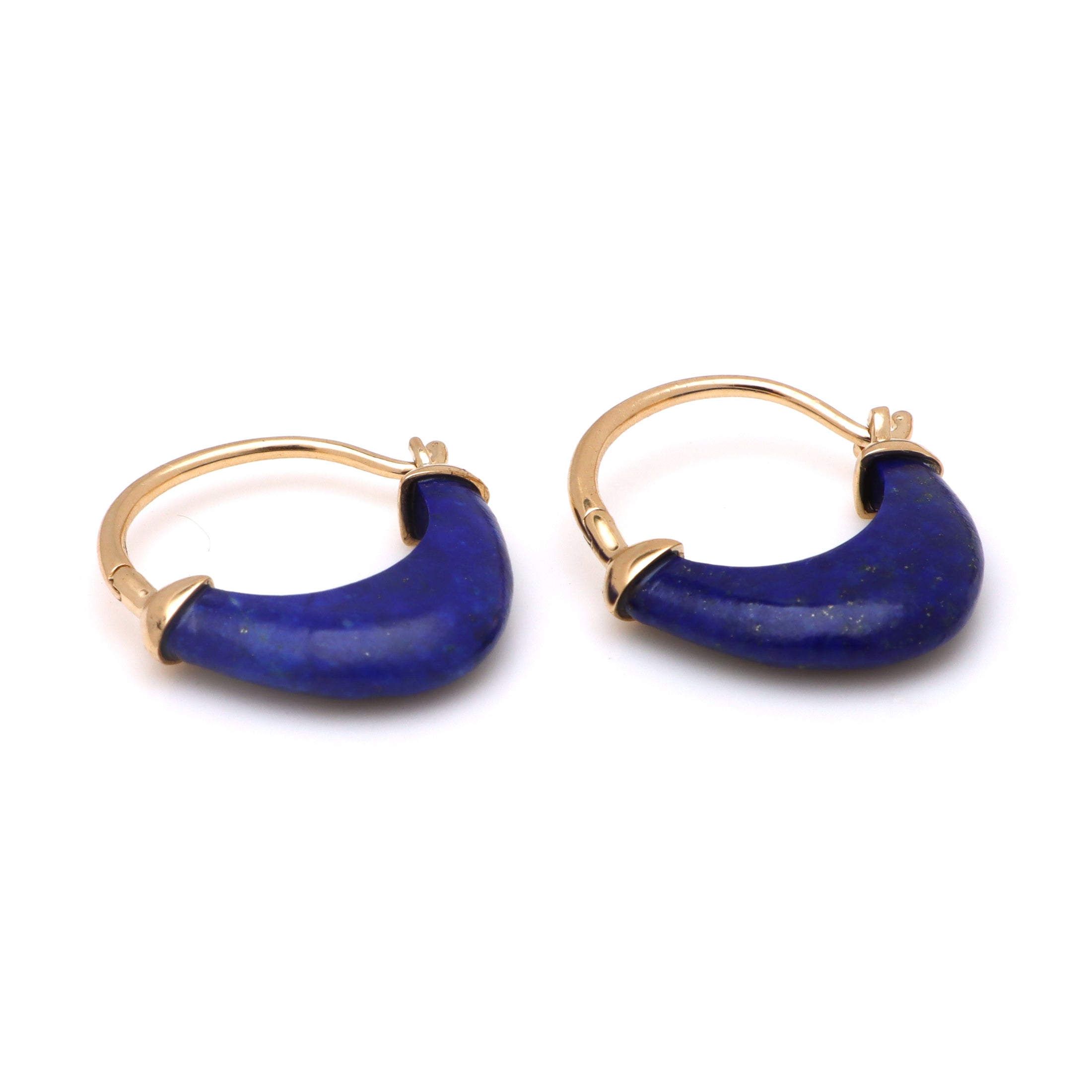 Natural Lapis 18K gold earrings back view - NFJSD-1688