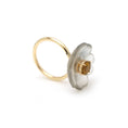 Load image into Gallery viewer, Natural Crystal Carving and Yellow Tourmaline 14K gold ring close-up detail - NFJSD-1557
