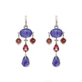 Load image into Gallery viewer, Natural Tourmaline and Tanzanite 18K gold earrings back view - NFJSD-1640
