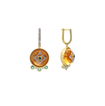 Load image into Gallery viewer, Natural Citrine and Emerald 14K gold earrings lifestyle shot - NFJSD-1799
